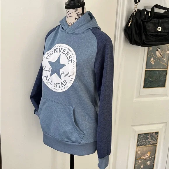 💗Youths Unisex NWOT Converse Two-Tone Blue Hoodie - Picture 10 of 17